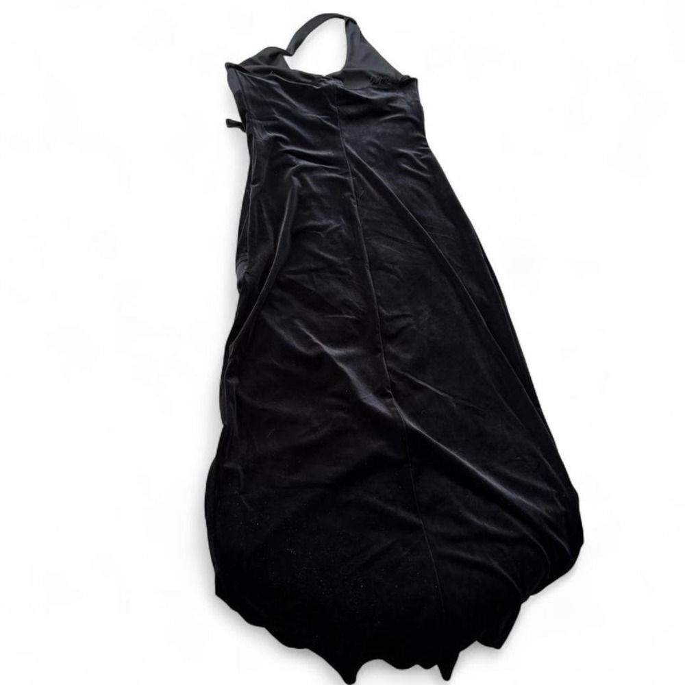 Vintage 90s Ruby Rox Black Velvet Halter Gown, Women's Size M - Picture 4 of 13